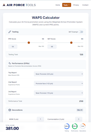 2026 Air Force PT Calculator Screenshot 3