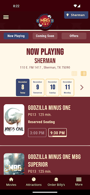 Movie Bowl Grille Screenshot 1