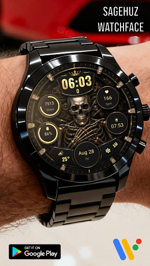 A141 Gold Skeleton Watchface Screenshot 3