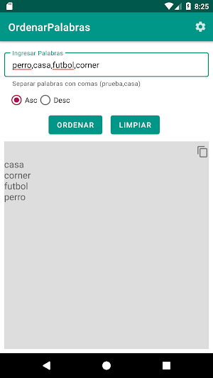 Ordenar palabras Screenshot 0