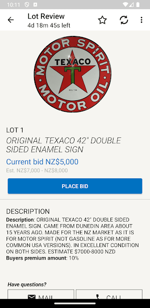 Automobilia Auctions Screenshot 2
