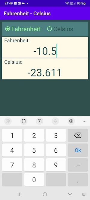 Celsius - Fahrenheit Screenshot 1