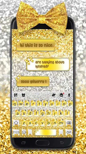 Gold Bowknot Glitter Keyboard Theme Screenshot 1
