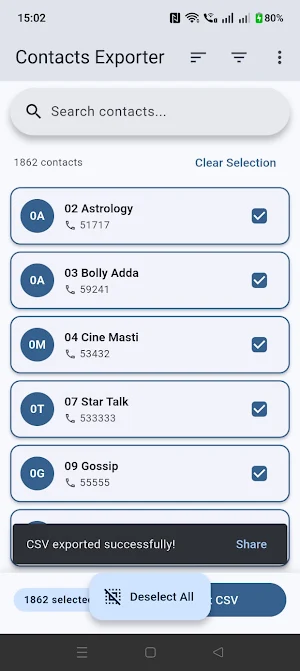 Contact Export App Screenshot 0