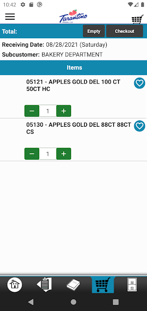 Tarantino Foods Checkout App Screenshot 3