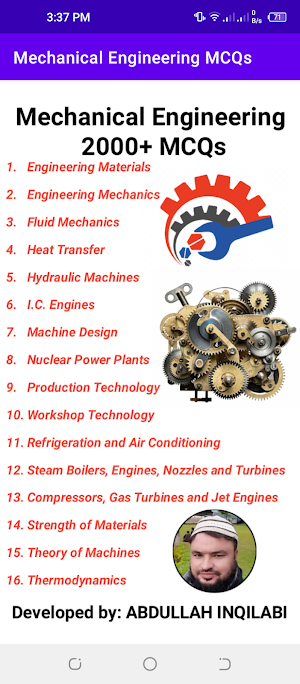 Mechanical Engineering MCQs Screenshot 0
