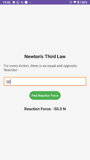 Newton's Third Law Calculator Screenshot 1