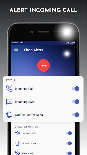 Flash Alerts - Blinking LED on Call and SMS Screenshot 1
