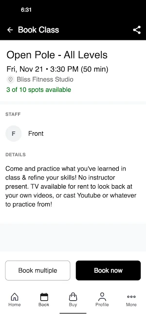 Bliss Fitness Studio Screenshot 2