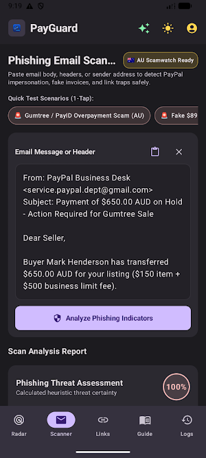 PayGuard: Payment Scam Shield Screenshot 1
