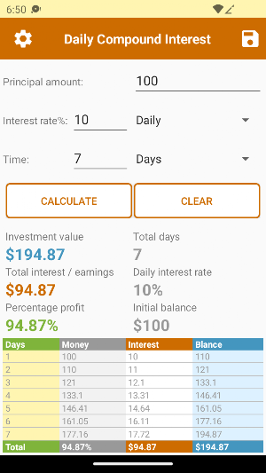 Daily Compound Interest Screenshot 0