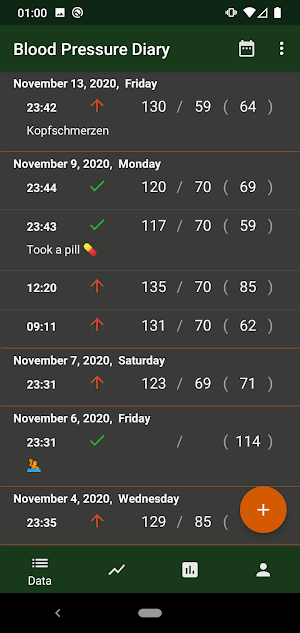 Blood pressure diary Screenshot 3