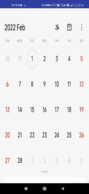 2022 Calendar Screenshot 2