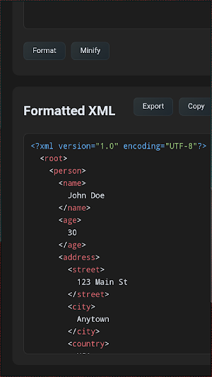 XML Formatter & Minifier Screenshot 0