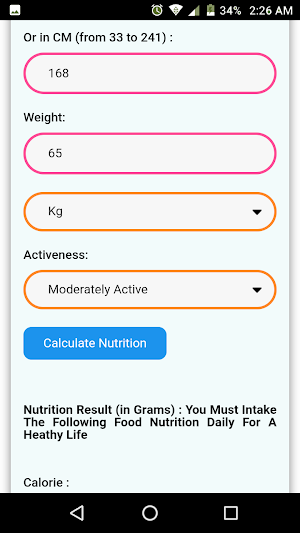 Nutrition Calculator Screenshot 3