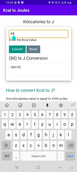 Kcal to Joules Screenshot 3