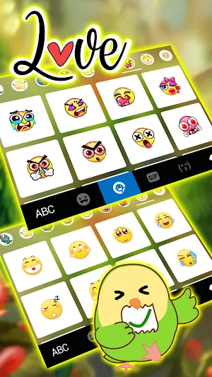 Love Heart Parrots Keyboard Background Screenshot 3