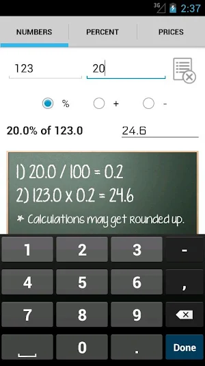 Percentages Screenshot 1