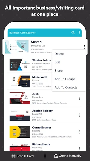 bCards: Business Card Scanner Screenshot 1