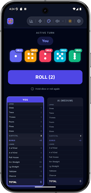 Neon Yahtzee Pro Dice PvP PvAi Screenshot 1