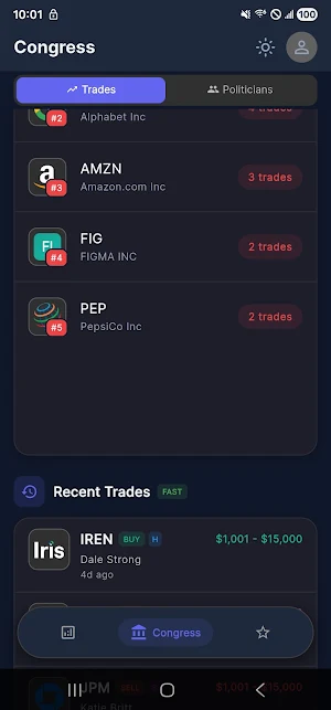 Capitol Gains - Stock Tracker Screenshot 1