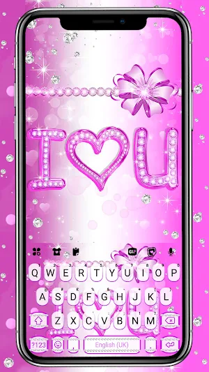 Purple Love Diamond Keyboard Background Screenshot 0