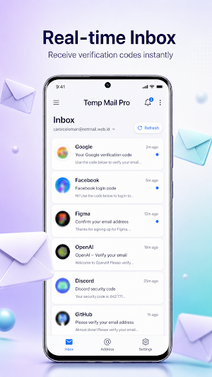 Temp Mail Pro: Temporary Email Screenshot 1