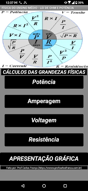 FÍSICA - LEI DE OHM E POTÊNCIA Screenshot 0