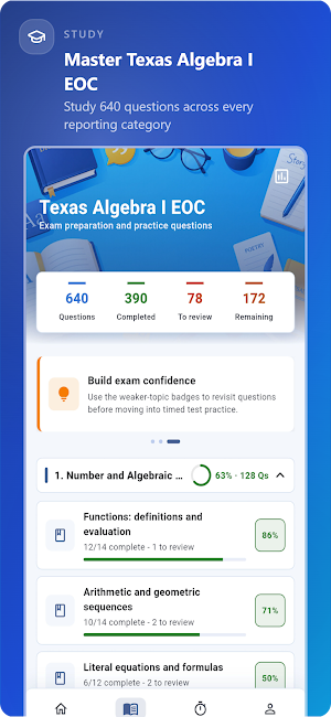 Texas Algebra 1 EOC Prep Screenshot 0