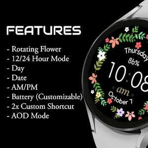 Flower HD: Digital Watch Face Screenshot 1