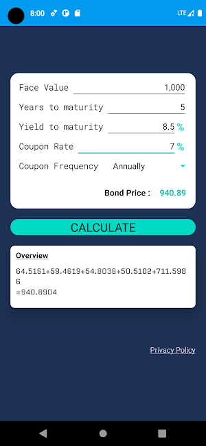 BondCalc-BondPrice Calculator Screenshot 0
