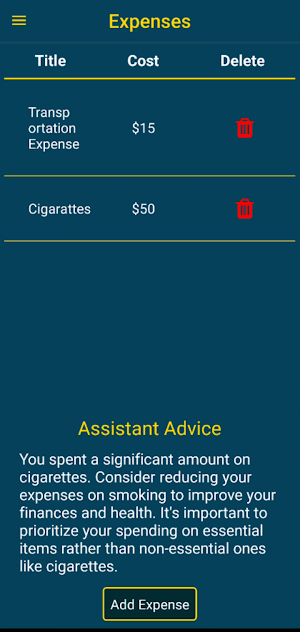 Financial Assistant Screenshot 2