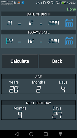 Multi Calculator-MATH/AGE/CGPA Screenshot 1