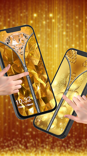 Gold Zipper Lock Screen Screenshot 1