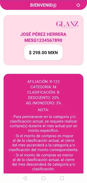 GLANZ MONEDERO ELECTRÓNICO Screenshot 1