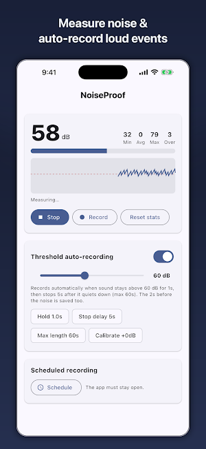 NoiseProof: dB Meter & Log Screenshot 0