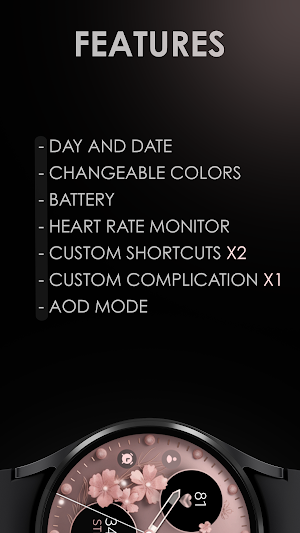 Pink Rose Flowers Watch Face Screenshot 3