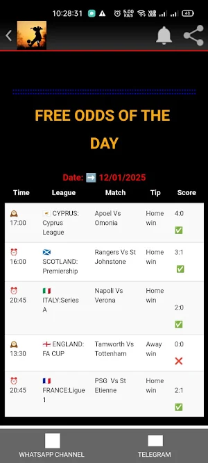 AI CORRECT SCORES Screenshot 1