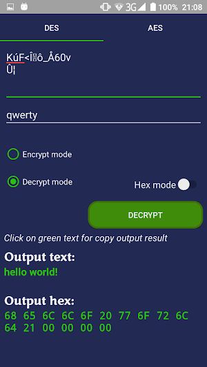 DES and AES Encryption Screenshot 2