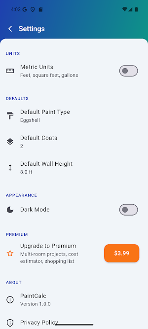 Paint Calculator & Estimator Screenshot 3