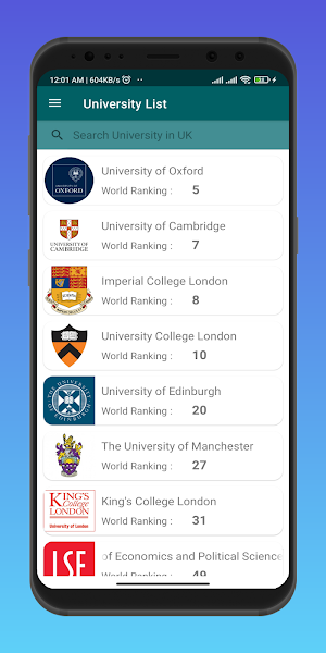 UK Ranking University Info Screenshot 0