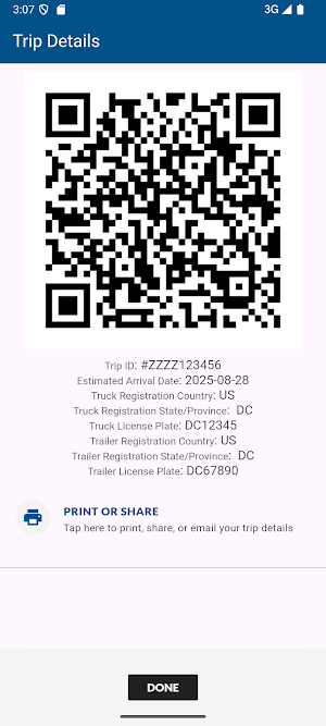CBP Truck QR Scanner Screenshot 2