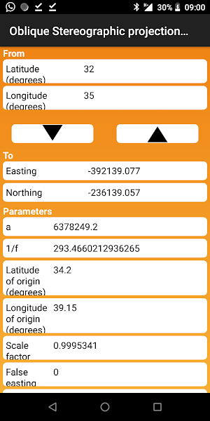 Equatorial Stereographic projection calculator Screenshot 1