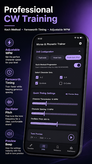 Morse & NATO Phonetic Trainer Screenshot 2
