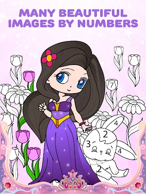 Animated Princess Coloring Book by numbers Screenshot 2