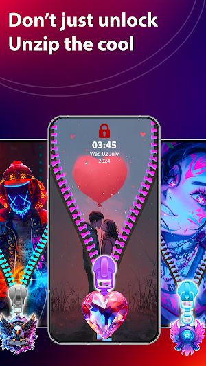 Zipper Lock Screen 3D Themes Screenshot 1
