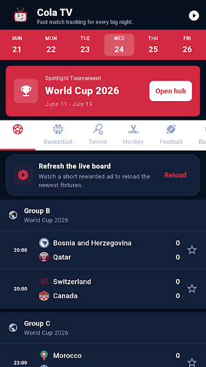 Cola TV - Live Matches Scores Screenshot 1
