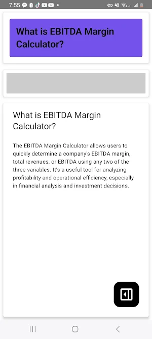 EBITDA Margin Calculator Screenshot 1