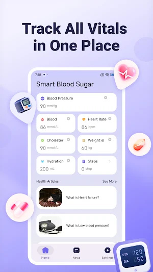 Blood Pressure & Sugar Health Screenshot 0