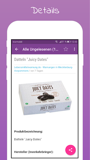 Lebensmittelwarnung Screenshot 2